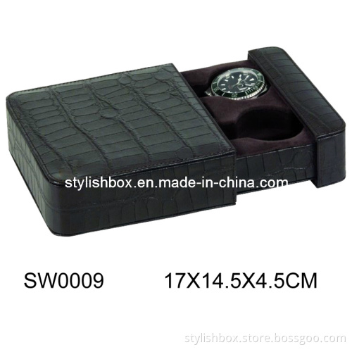 2PCS Black Crocodile Travel Watch Box (SW0009)